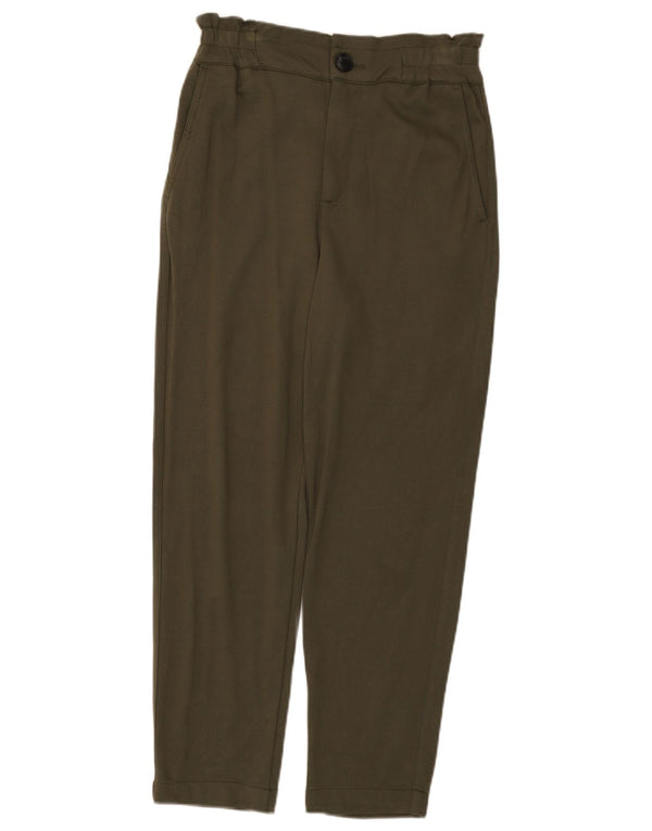 Zara højtaljede koniske chinobukser til kvinder XS W24 L25 Khaki Viscose