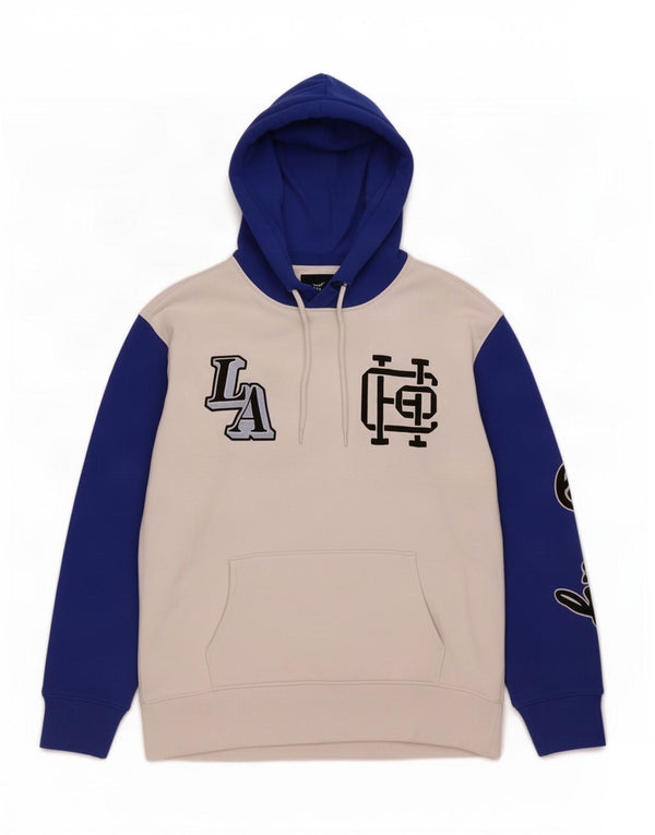 Hollister Mens Graphic Hoodie Jumper Small White Colourblock Cotton