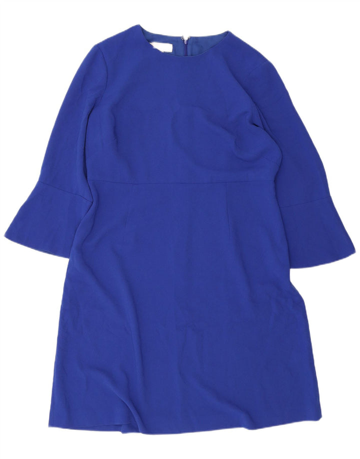 Hobbs Dame 3/4 Ærm Skift Kjole UK 16 Stor Blå Polyester