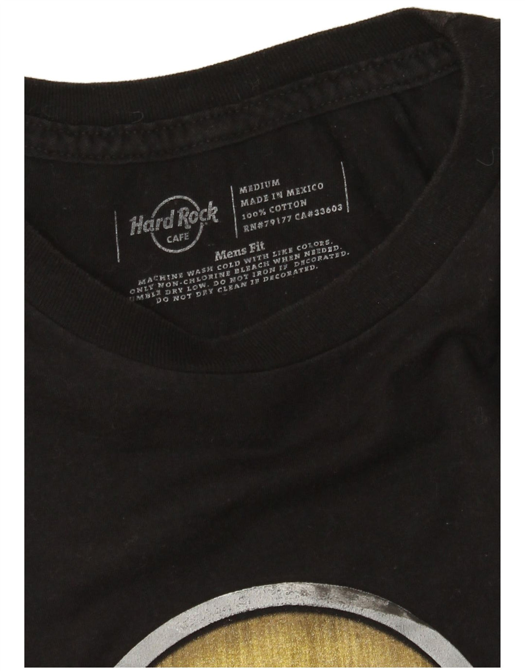 Hard Rock Cafe Herre Hollywood Grafisk T-Shirt Top Medium Sort Bomuld