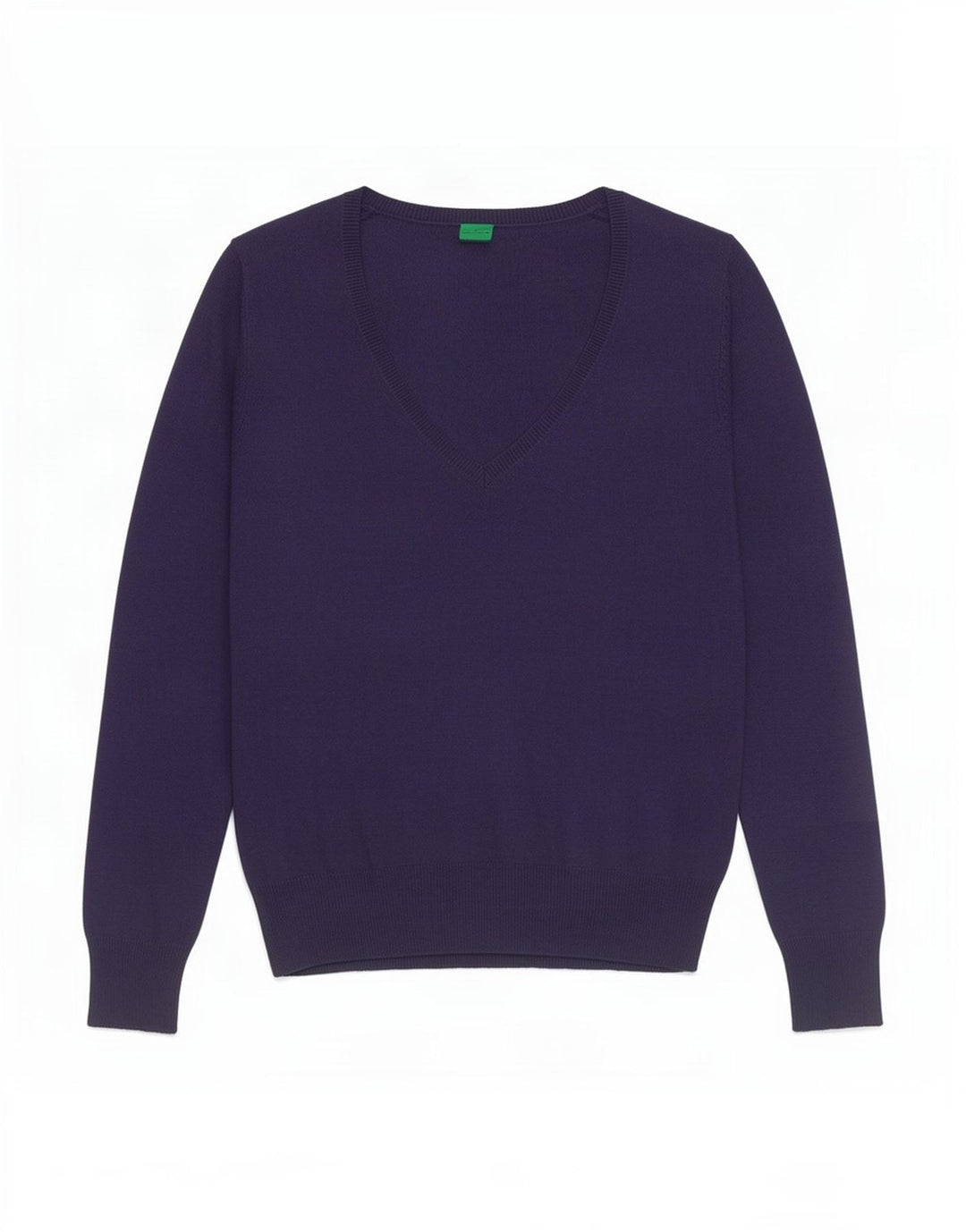 Benetton Dame V-hals sweater UK 8 Small Navy Blue