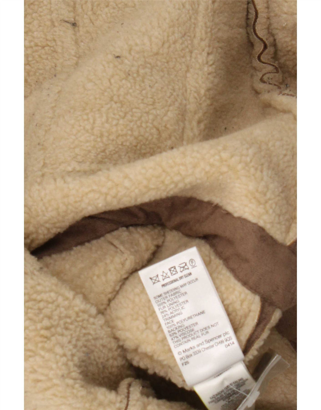 Marks & Spencer Sherpajakke til kvinder UK 16 Stor brun polyester