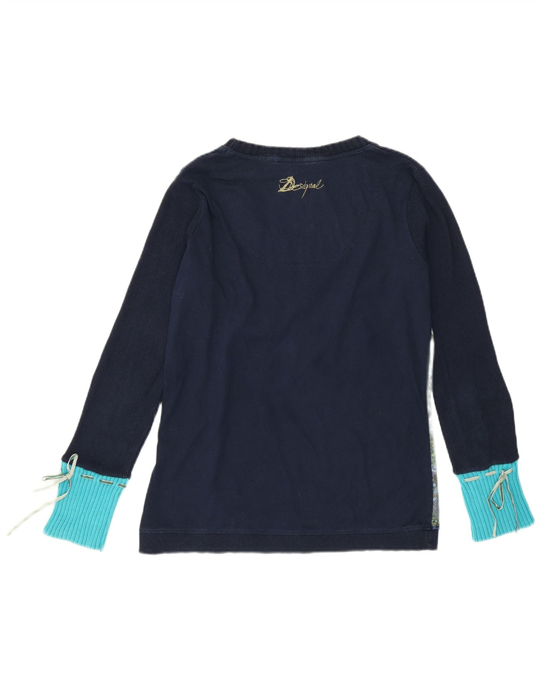 DESIGUAL Dame Grafisk Top Langærmet UK 14 Large Blue Floral