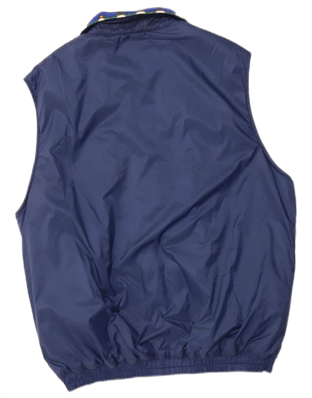 AMERICA Herre vendbar Gilet UK 40 Stor marineblå geometrisk polyamid