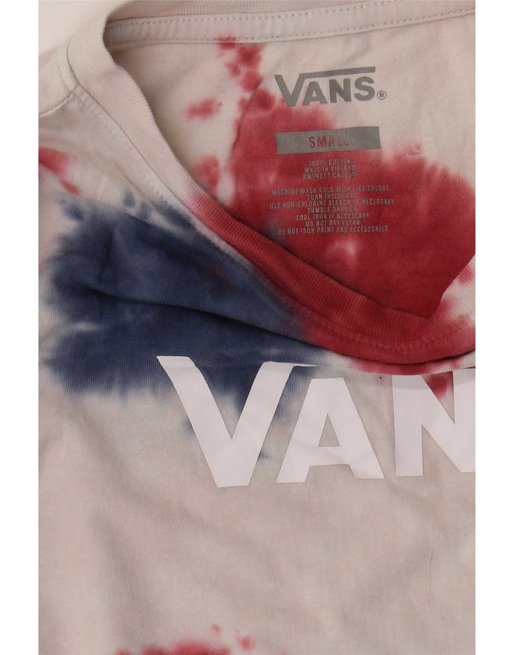 Vans Womens Crop Oversized grafisk T-shirt top UK 10 Small White Tie Dye