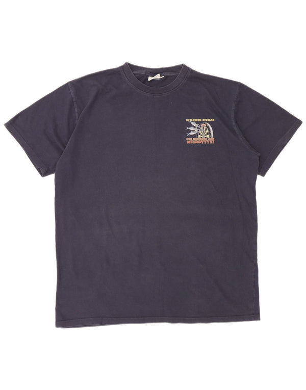 WEIRD FISH Herre grafisk T-shirt top XL marineblå bomuld