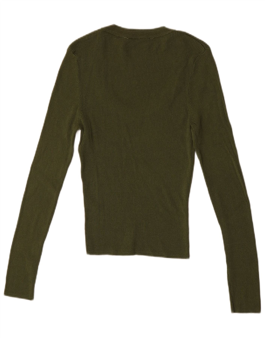 Zara Dame Top Langærmet UK 14 Stor Khaki Viscose