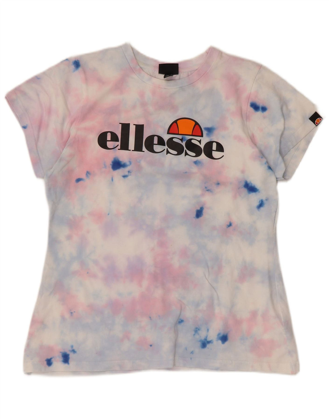 Ellesse Dame Grafisk T-Shirt Top UK 14 Stor Flerfarvet Tie Dye Bomuld