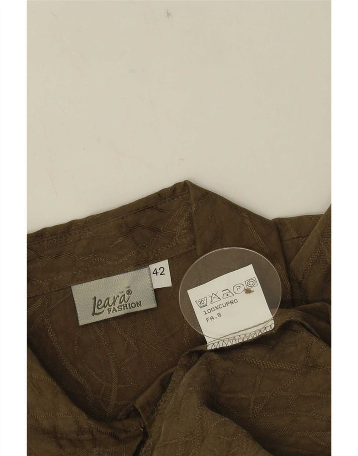 Leara kvinders abstrakt mønster bluse EU 42 Large Khaki Cupro