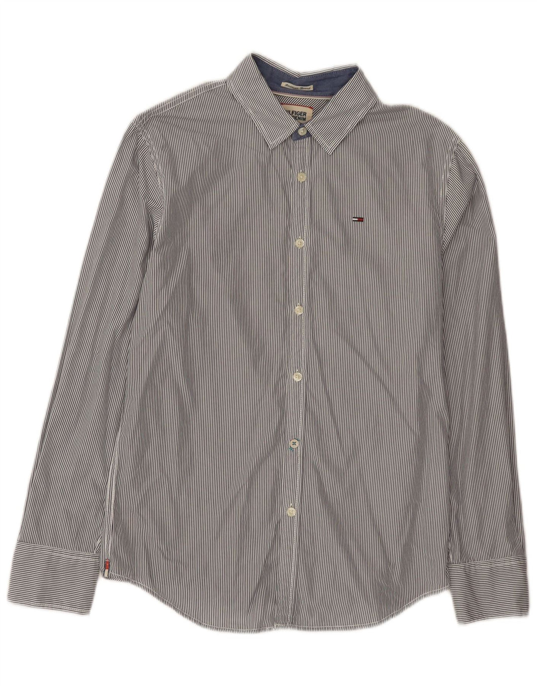 Tommy Hilfiger herreskjorte lille marineblå nålestribet bomuld