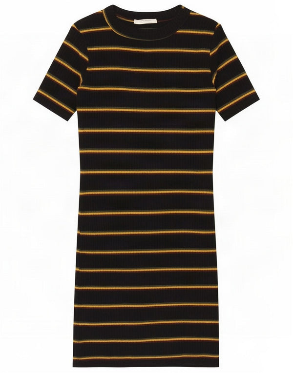 Zara Dame Trafaluc T-Shirt Dress UK 8 Small Black Stribet Polyester
