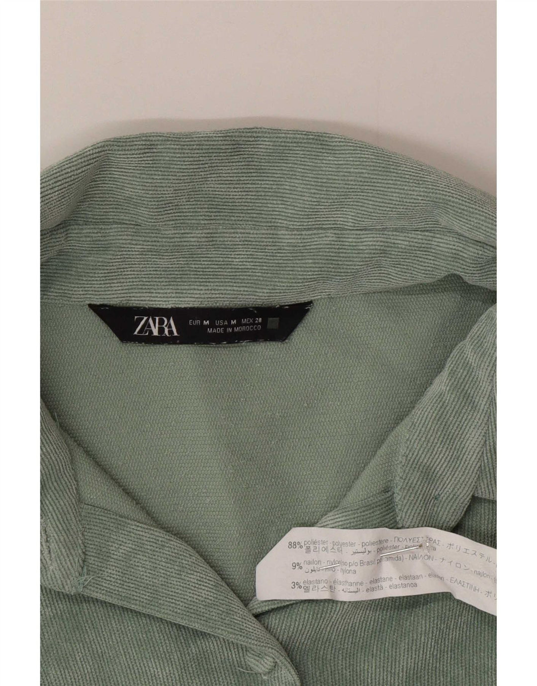 Zara Dame Oversized Corduroy Shirt UK 14 Medium Green Polyester