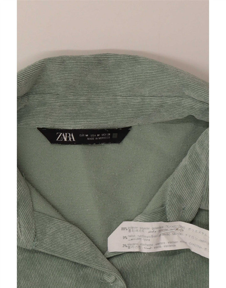 Zara Dame Oversized Corduroy Shirt UK 14 Medium Green Polyester