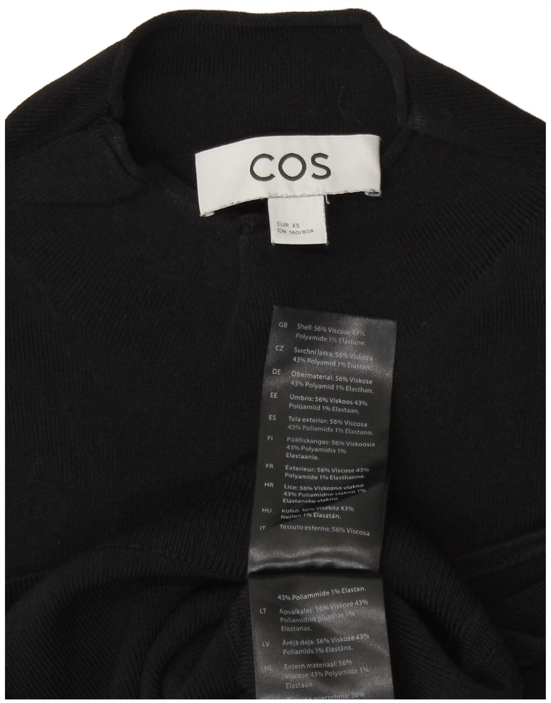 Cos Womens Crop Vest Top UK 4 XS Black Viscose