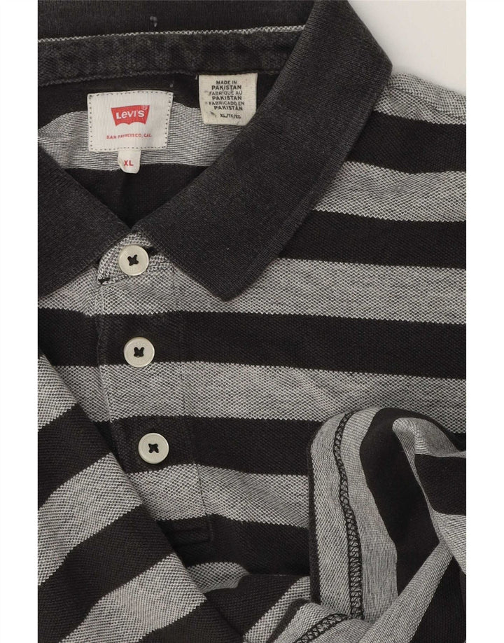 Levi's herre poloshirt XL gråstribet bomuld