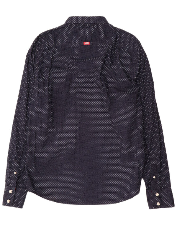 Superdry herreskjorte XL marineblå plettet bomuld