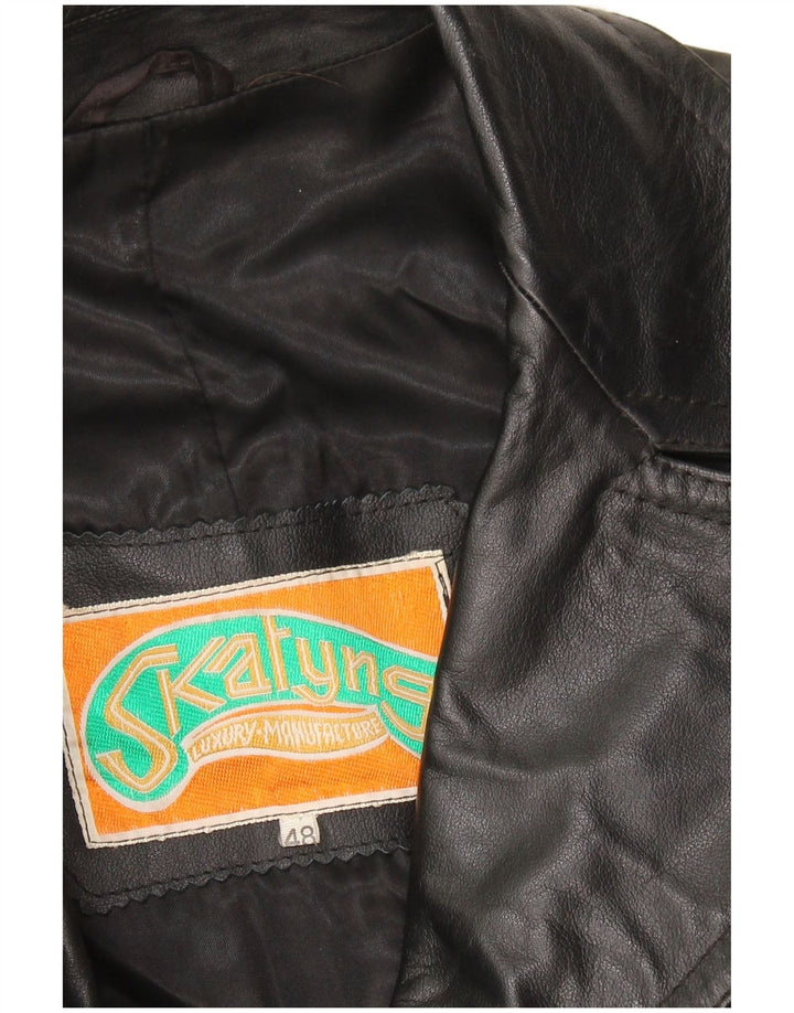 VINTAGE Læderfrakke til mænd IT 48 Medium Sort Læder