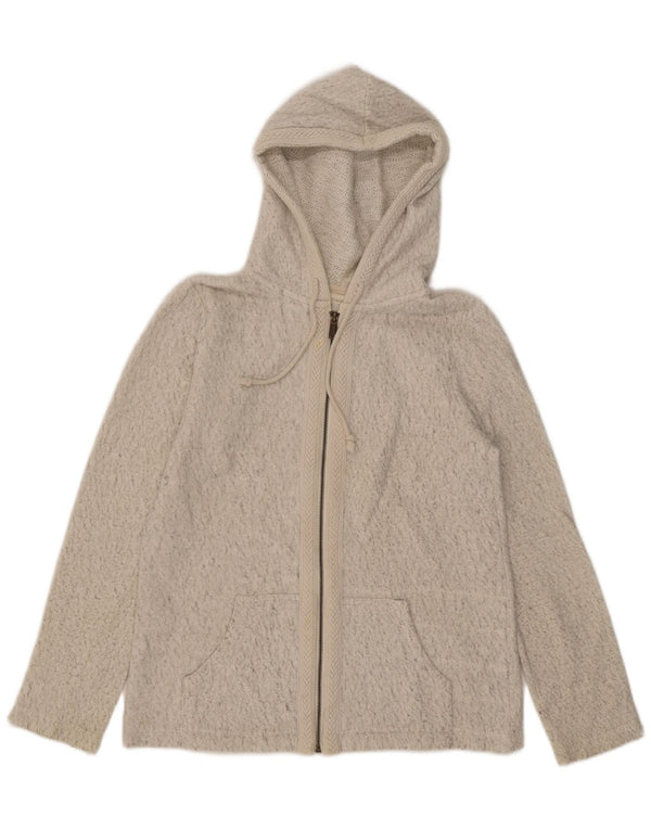 Fat Face Dame Oversized Zip Hoodie Sweater UK 8 Small Beige Bomuld