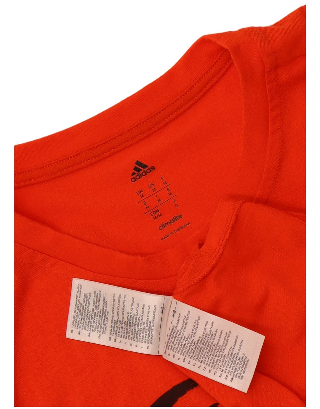 Adidas Herre Climalite Grafisk T-Shirt Top Medium Orange Polyester