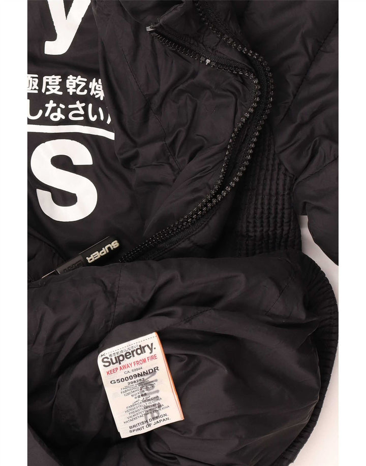Superdry polstret hættejakke til kvinder UK 10 Lille sort nylon