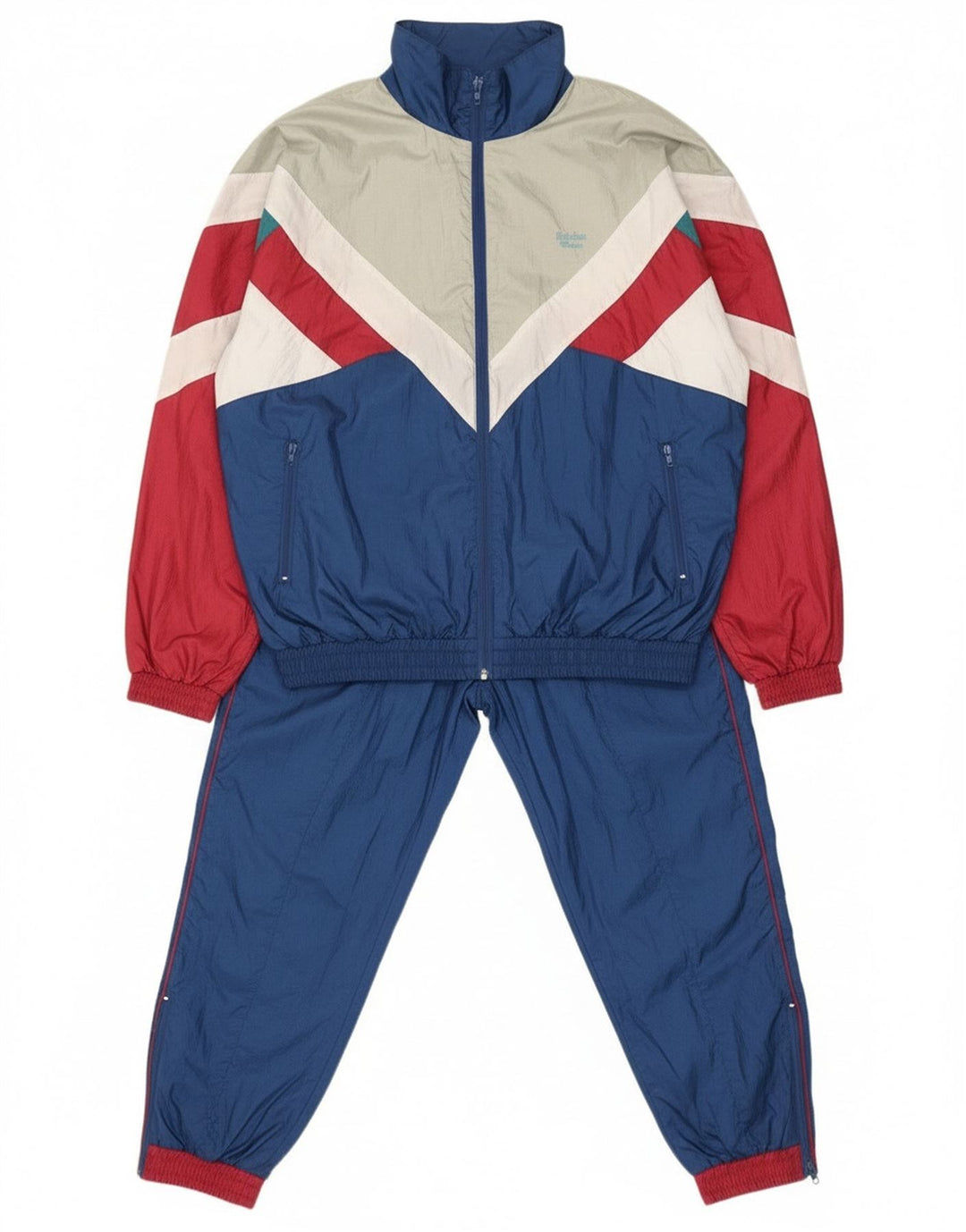 Vintage oversize hel træningsdragt til mænd Medium marineblå farveblok