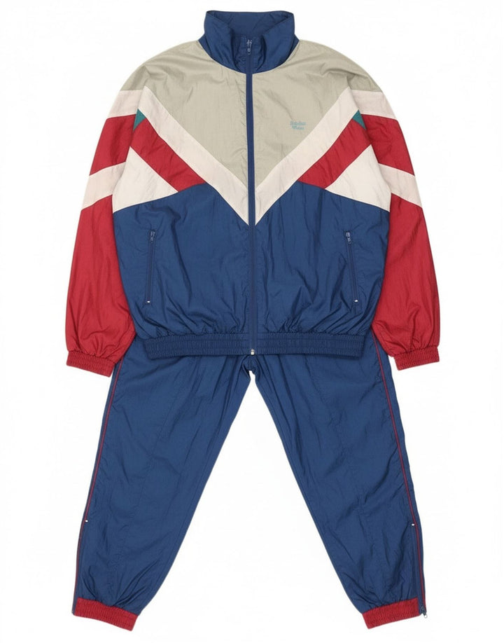 Vintage oversize hel træningsdragt til mænd Medium marineblå farveblok
