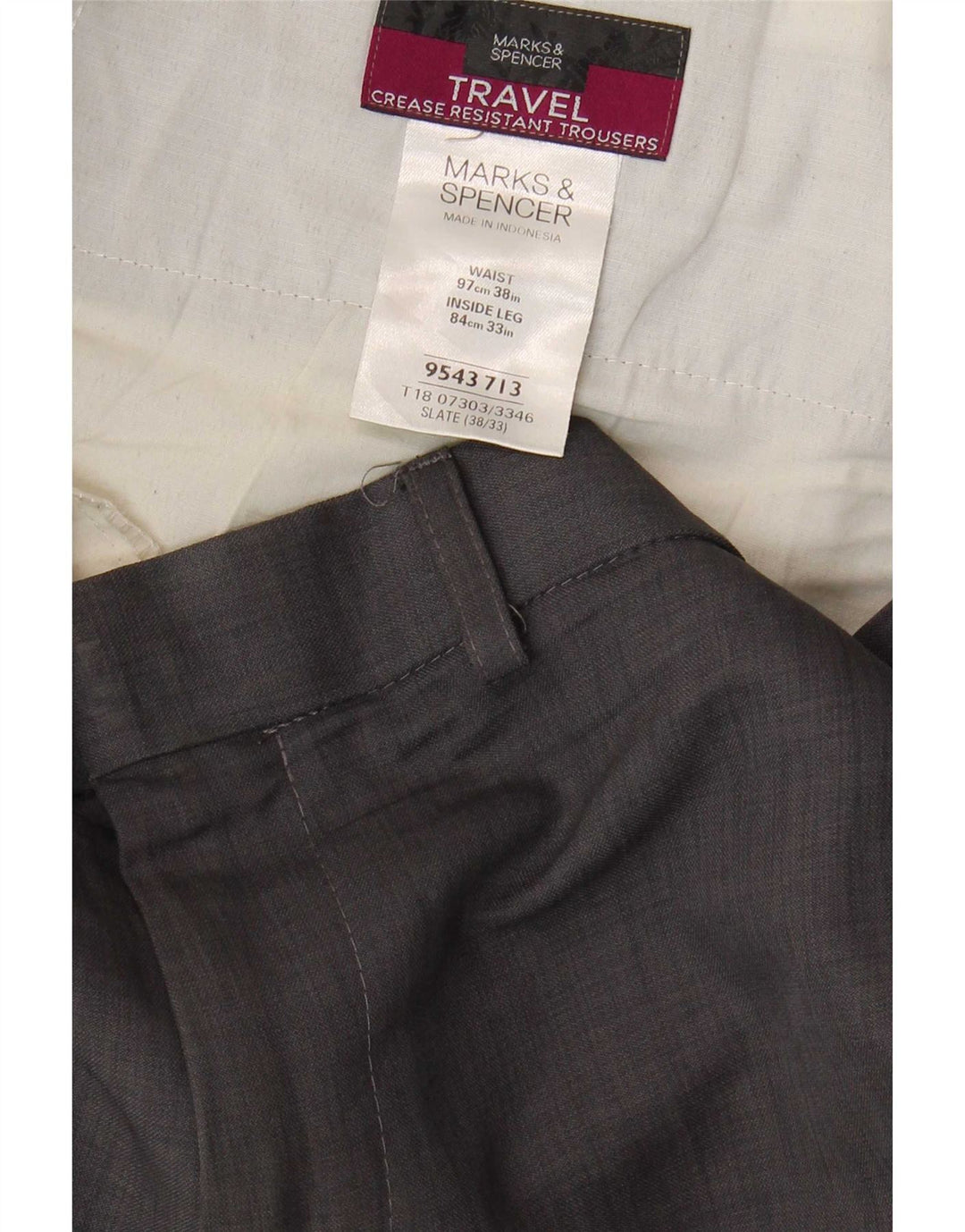Marks & Spencer Straight Chino-bukser til mænd W38 L33 Grå polyester