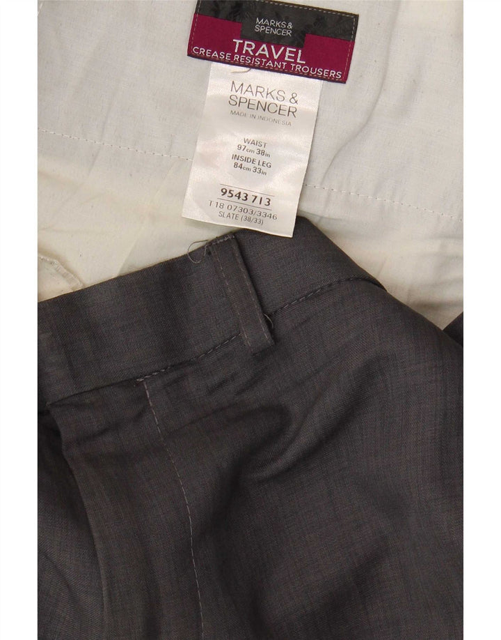 Marks & Spencer Straight Chino-bukser til mænd W38 L33 Grå polyester