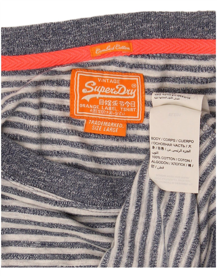 Superdry Dame Oversized Bluse Top UK 16 Stor blå stribet bomuld