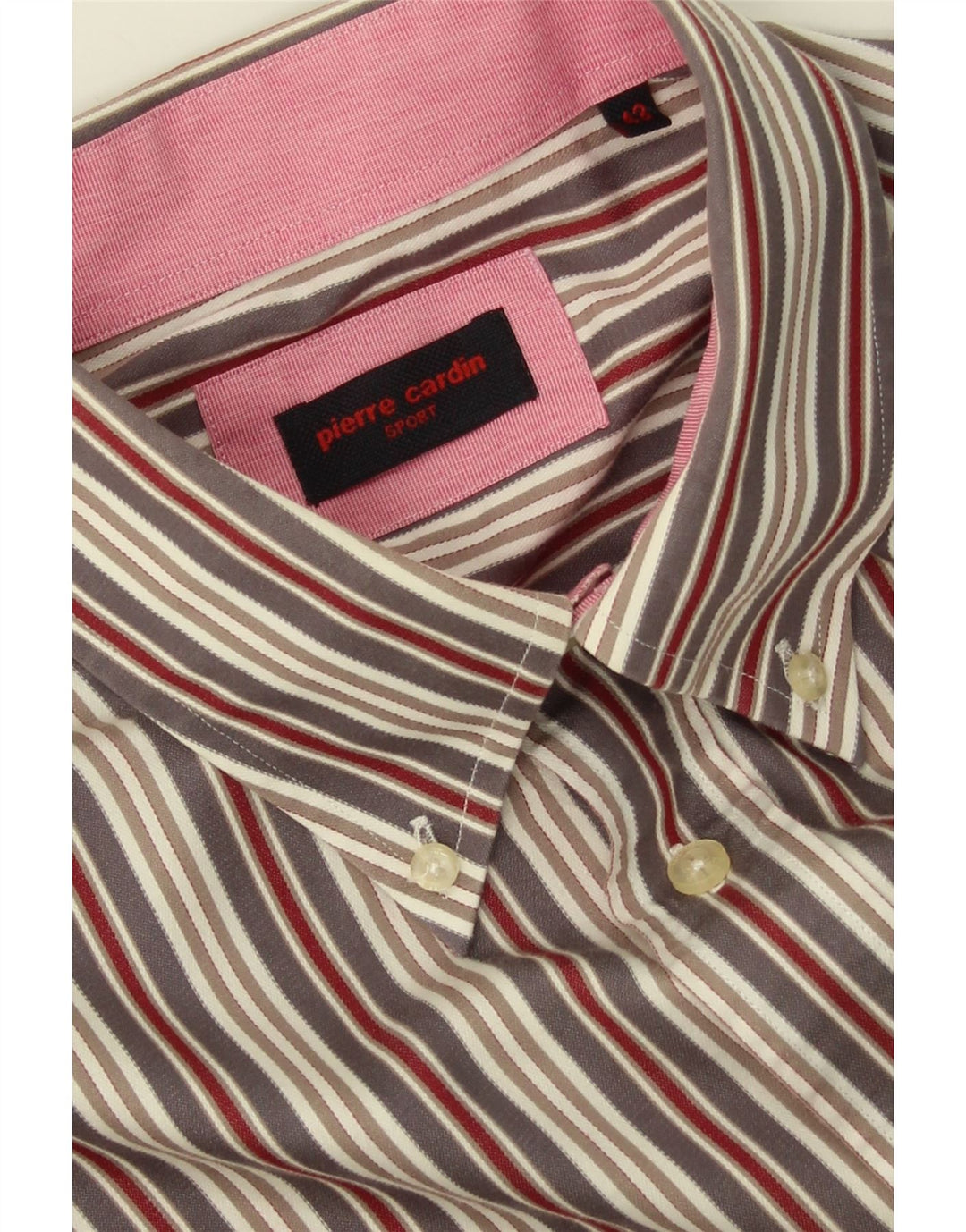 PIERRE CARDIN Mens Shirt Size 43 Large Grey Striped Cotton Vintage Pierre Cardin and Second-Hand Pierre Cardin from Messina Hembry 