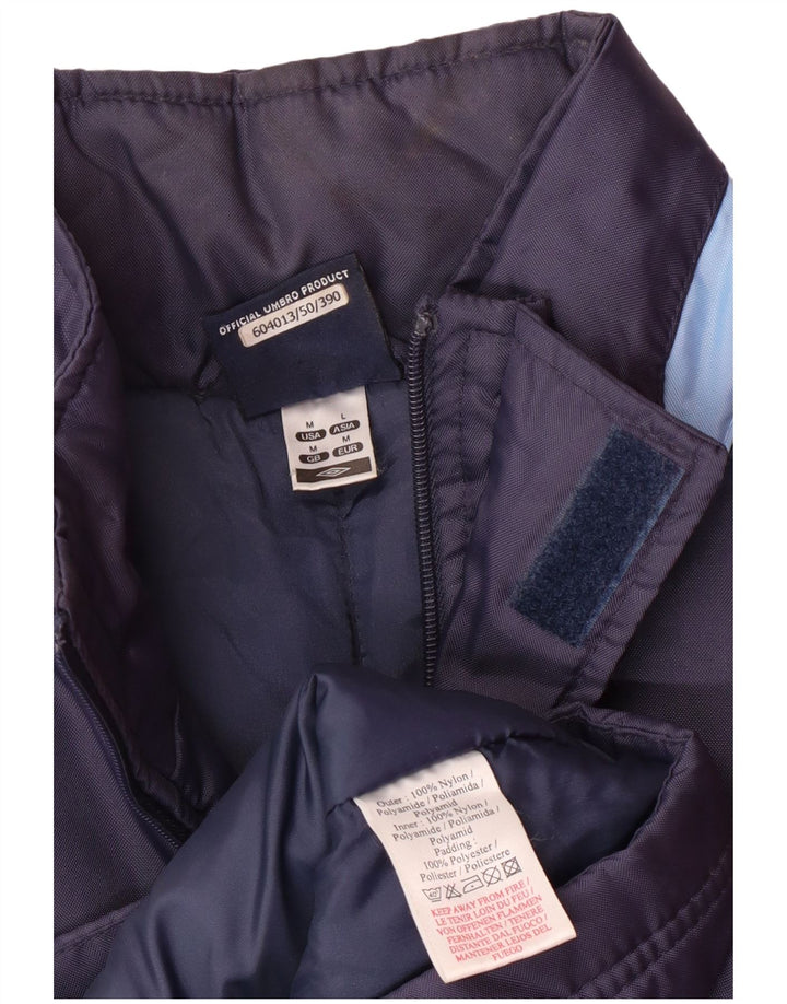 UMBRO Polstret frakke med hætte til mænd UK 38 Medium Navy Blue Colourblock Nylon