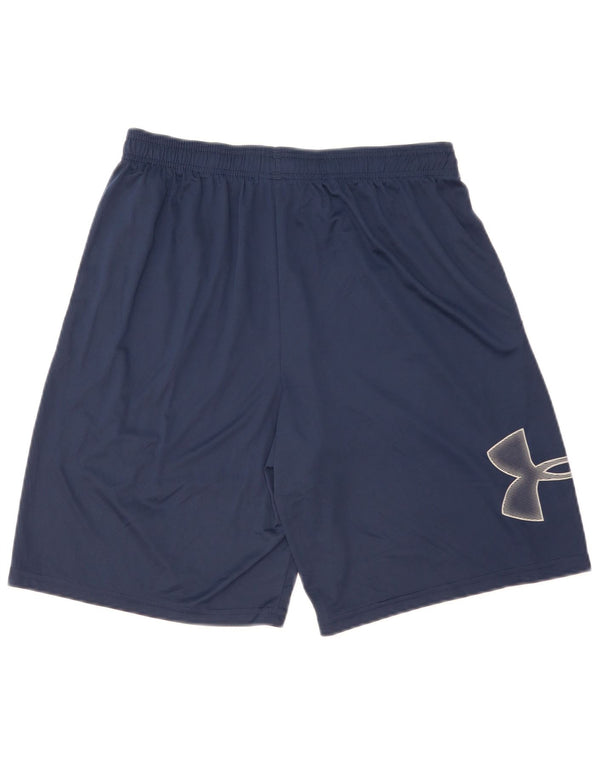 Under Armour Herre Heat Gear Graphic Sports Shorts Large Navy Blue Polyester