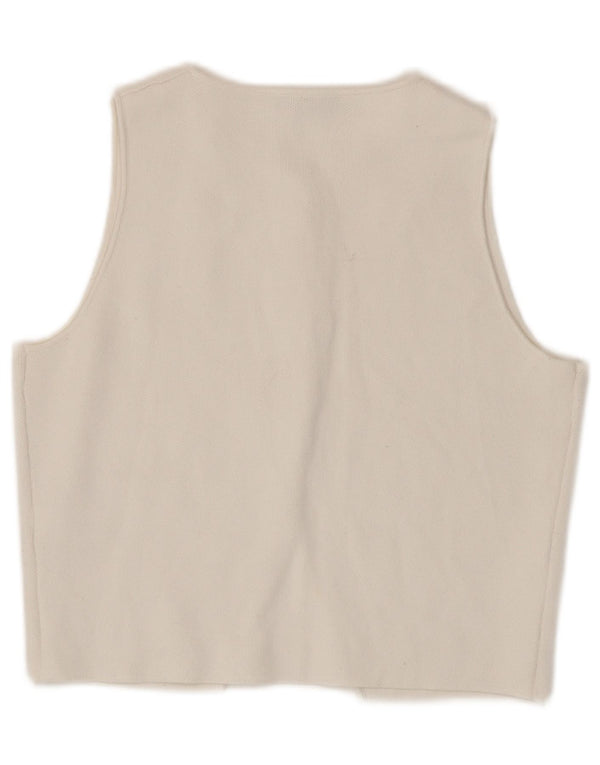 Zara Dame ærmeløs cardigan Top UK 14 Large White Viscose