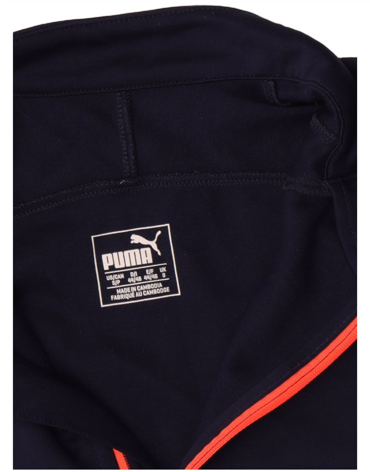 Puma Herre Zip Neck Pullover Træningsdragt Top Small Navy Blue Polyester