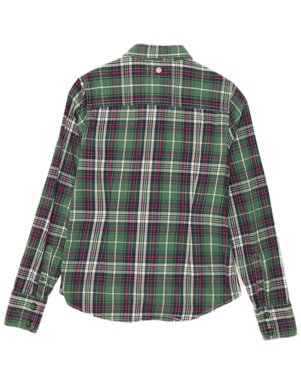 Superdry Flanelskjorte til kvinder UK 10 Lille grøn ternet bomuld