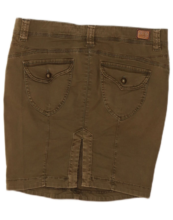 Guess Womens Denim Pencil Skirt W27 Small Khaki Cotton