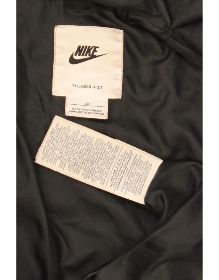 Nike Dame Hætte Oversized Polstret Jakke UK 20 2XL Sort Polyester