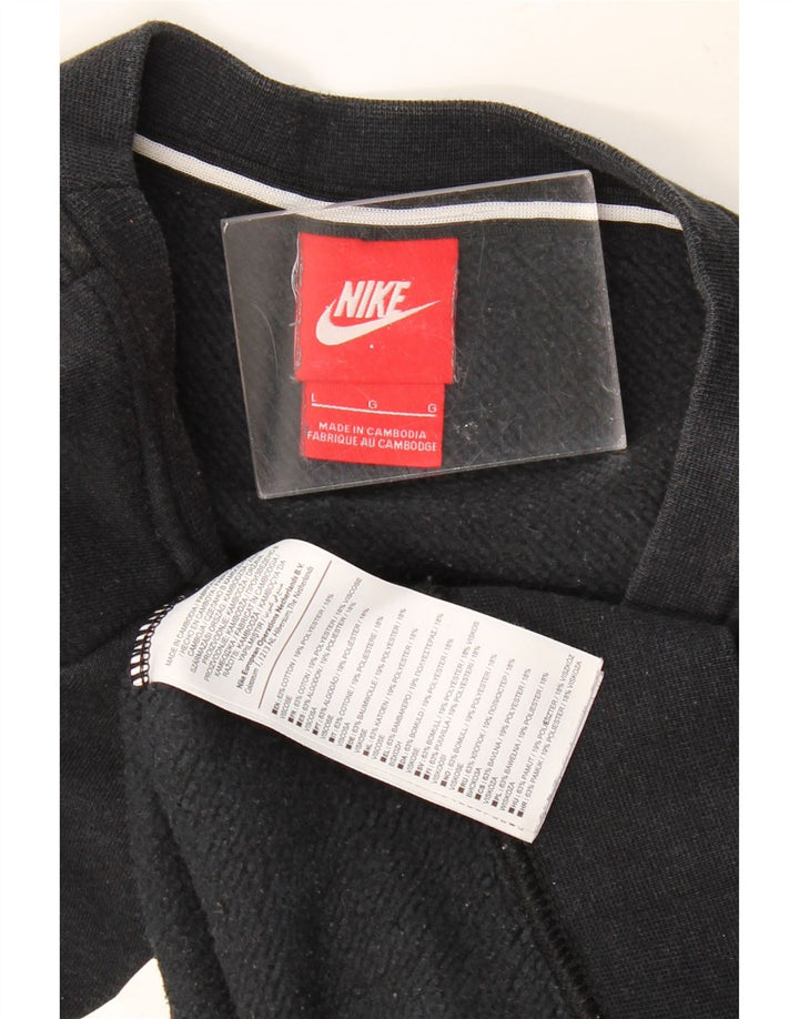 NIKE Womens Graphic Sweatshirt Jumper UK 16 Large Black Cotton