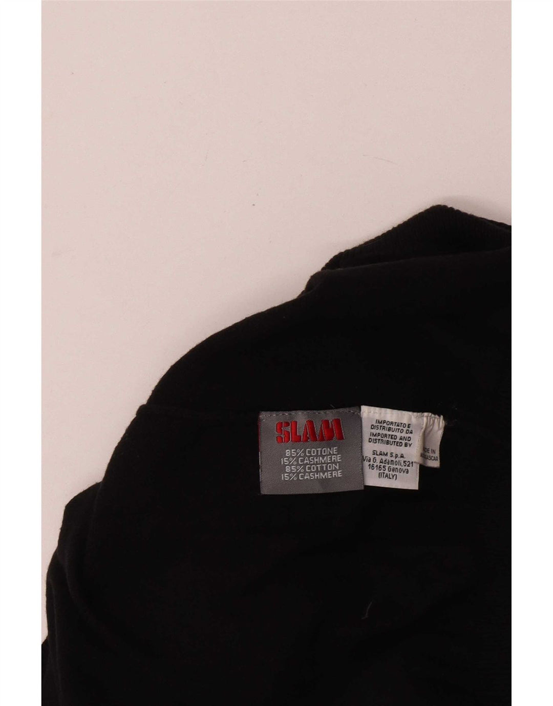 Slam Herre Zip Neck Jumper Sweater Stor Sort Bomuld