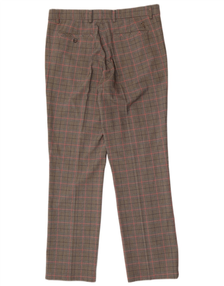 Golfino herre lige jakkesæt bukser W34 L31 grå ternet polyester