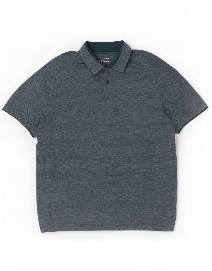 Under Armour Herre Heat Gear Polo Shirt Large Blue Flecked Polyester