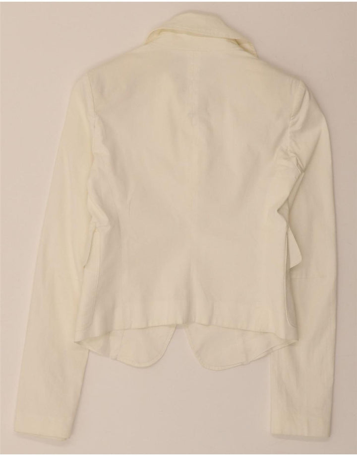 PATRIZIA PEPE Womens 2 Button Blazer Jacket IT 42 Medium White Cotton Vintage Patrizia Pepe and Second-Hand Patrizia Pepe from Messina Hembry 