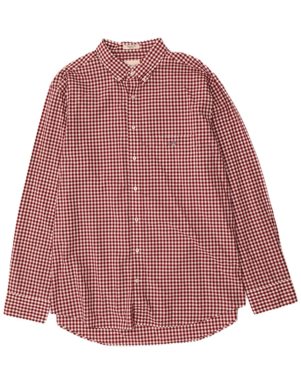 Gant Herre Regular Fit skjorte str. 47/48 19 3XL Burgundy Gingham Cotton