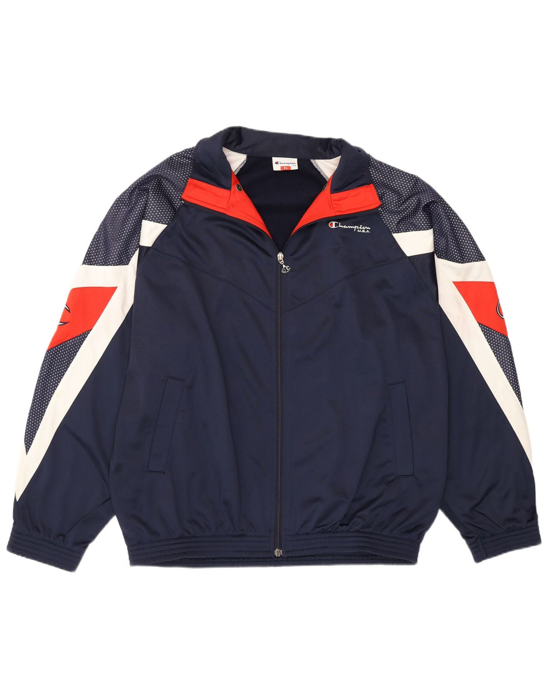 Champion Herre grafisk træningsdragt Topjakke XL Navy Blue Colourblock