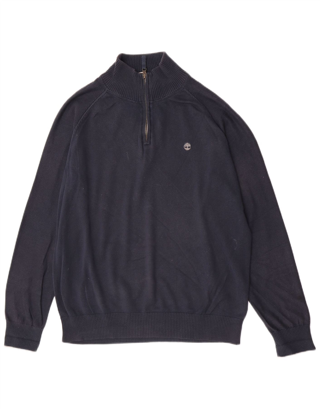 Timberland Herre Zip Neck Jumper Sweater Large Navy Blue Bomuld