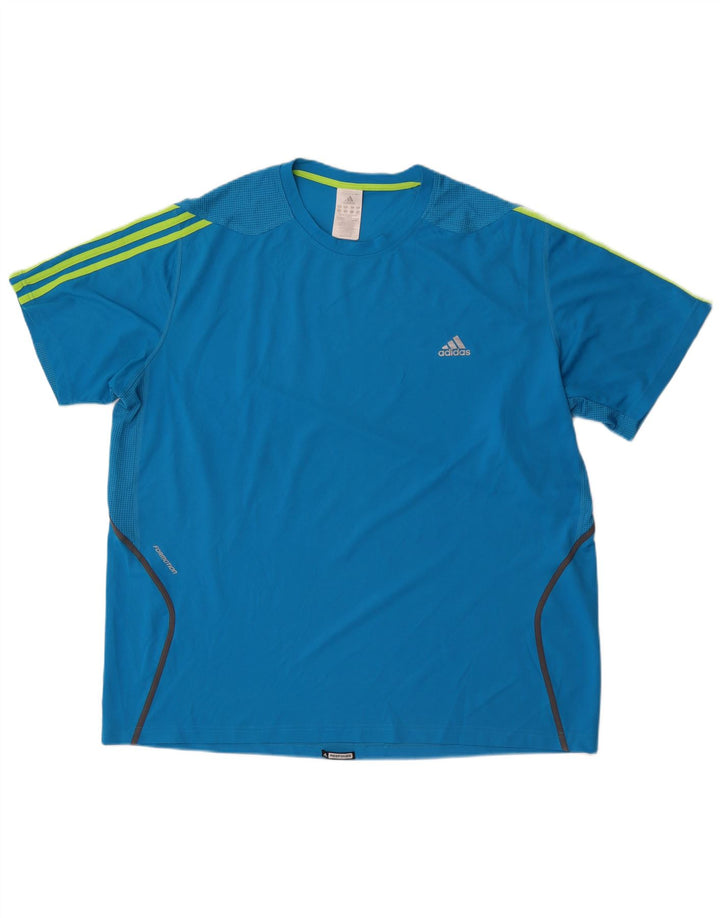 Adidas Herre T-Shirt Top 2XL Blå Polyester