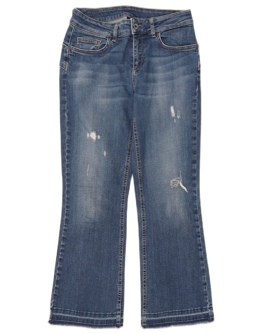 Liu Jo Womens Distressed Crop Bootcut Jeans W28 L25 Blå Bomuld