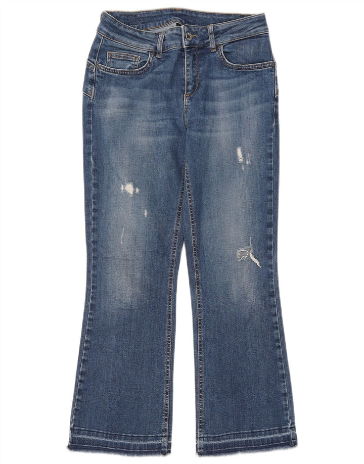 Liu Jo Womens Distressed Crop Bootcut Jeans W28 L25 Blå Bomuld