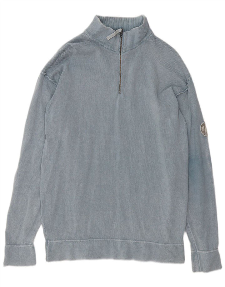 Murphy & Nye Herre Zip Neck Jumper Sweater XL Blå Bomuld