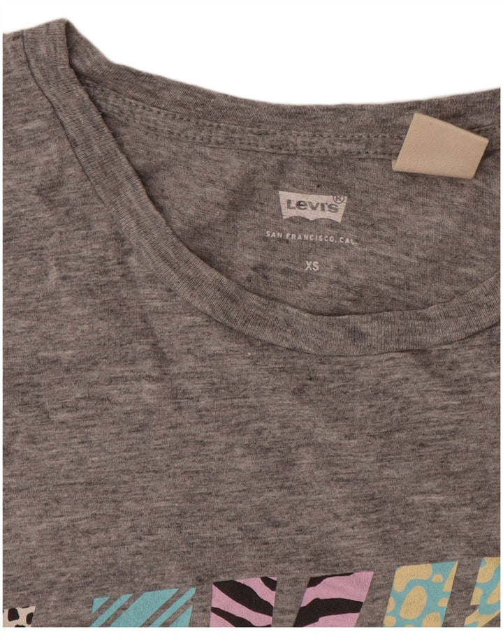 Levi's Oversized grafisk T-shirt top til kvinder, UK 6 XS Grå Flecked